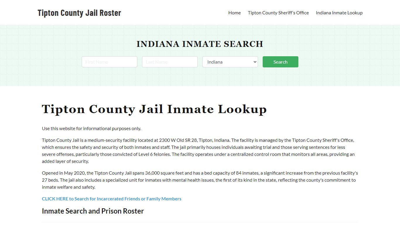 Tipton County Jail Roster Lookup, IN, Inmate Search